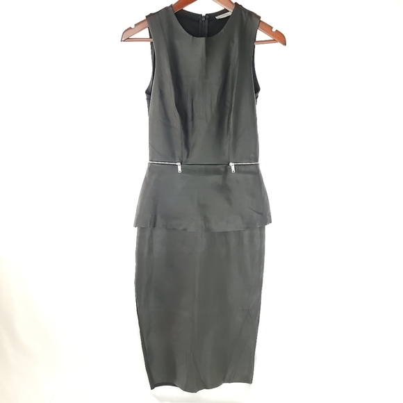 ZARA Peplum Black Vegan Leather Dress Sz S - Picture 6 of 8